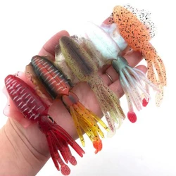 Señuelo de calamar suave de pesca, anzuelo de acero al carbono, luminoso/UV, herramienta de manivela de pulpo, Wobbler, 60g