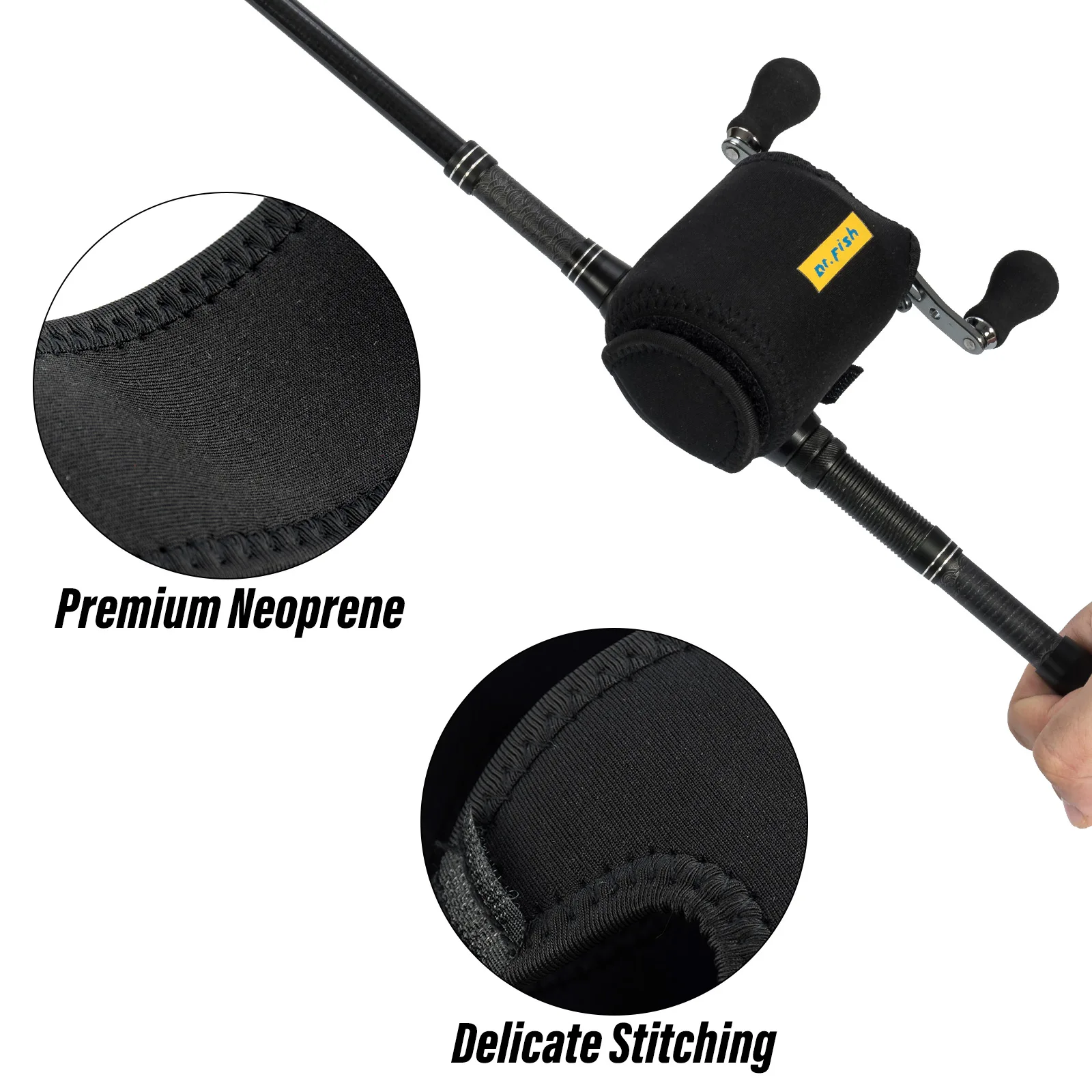 Funda para carrete de pesca Baitcasting, funda protectora de neopreno de perfil bajo para zurdos y diestros, carrete de pesca para almacenamiento de aparejos de pesca - imagen 4