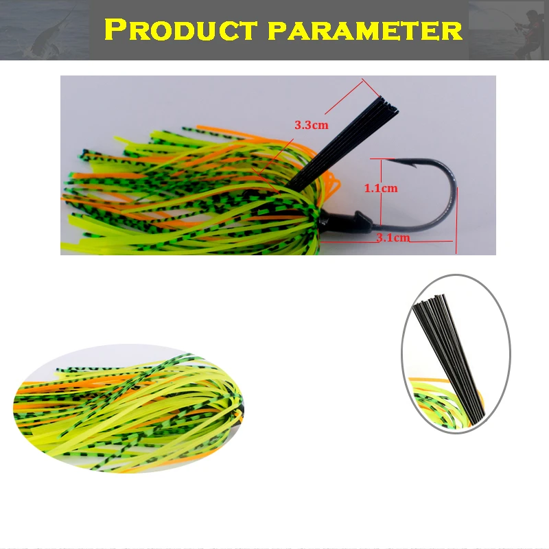 Anzuelo con cabeza de anzuelo sin malezas, colorido, 10g, con púas afiladas, anzuelos Swimbait, faldas de silicona, señuelo de pesca para pesca de Lucio - imagen 3