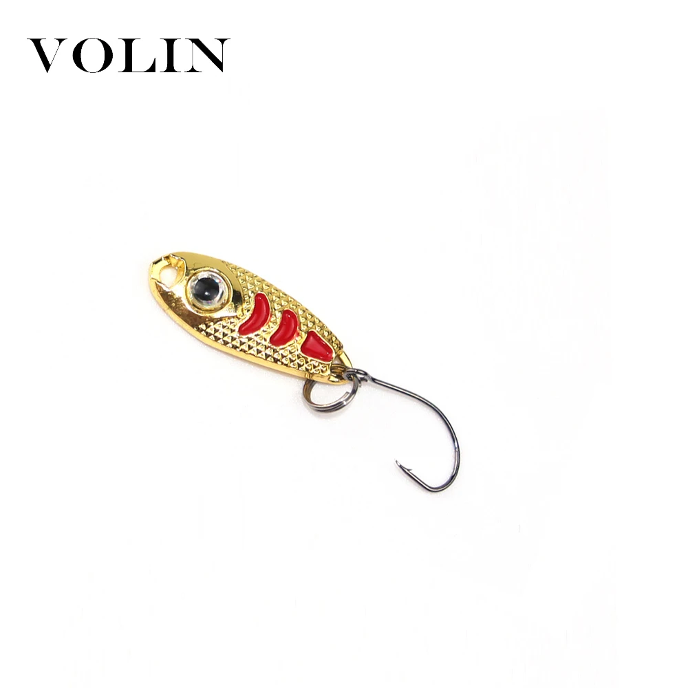 VOLIN-cuchara de pesca de 1,5g, 2,5g, 3,5g, señuelo de cuchara de trucha, cebo giratorio de pesca con un solo gancho para agua dulce, 5 uds. - imagen 3