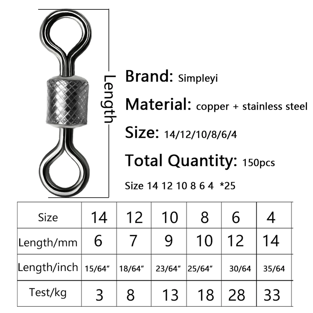 Conector de pesca, rodamiento giratorio de bolas con anillos sólidos de seguridad, giratorio para accesorios de pesca de carpa, herramienta Rive - imagen 2
