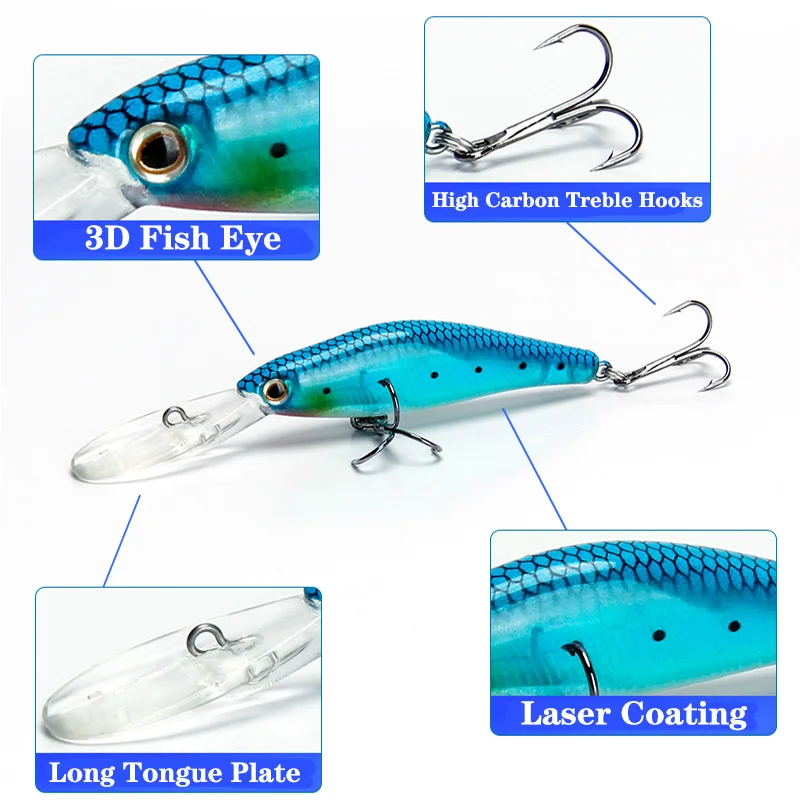 Señuelo de pesca de pececillos de plástico láser, Wobblers de reflejo Artificial, Swimbait para carpa, aparejos de pesca luminosos, 10cm/7g, 1 ud. - imagen 3
