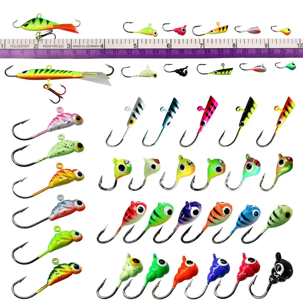 THKFISH-Kit de Señuelos de Pesca en hielo, 31 Uds., 1,1g-18,5g, plantillas de pesca con Micro hielo brillante, juego de cebos duros, señuelo luminoso de invierno para perca y Lucio - imagen 5