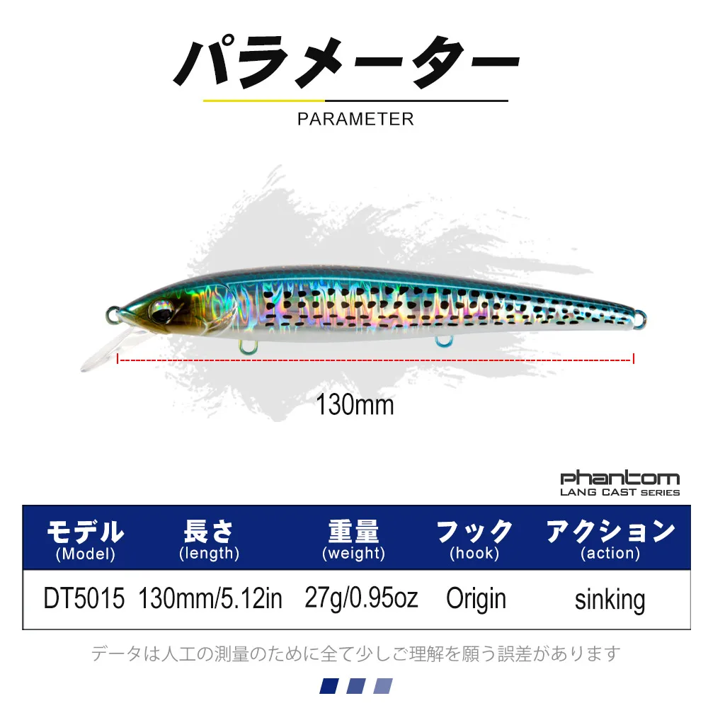 Señuelo de pesca de mar D1, 130mm, 27g, Wobblers duros que se hunden artificiales para lubina, trucha, 11 colores, aparejos de pesca 2021 - imagen 3