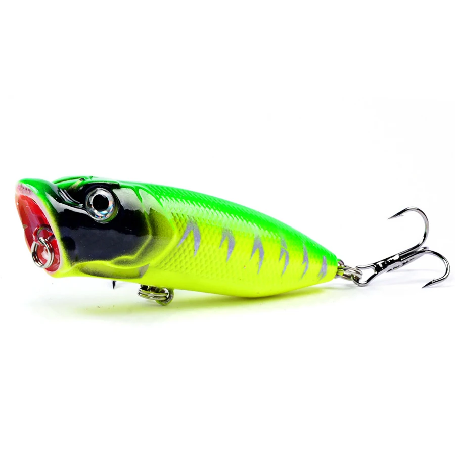 Señuelo de pesca duro, cebo Artificial láser Popper flotante de 1 piezas, ojos 3d, Crankbait, Wobbler para Lucio/curricán, Swimbait - imagen 5