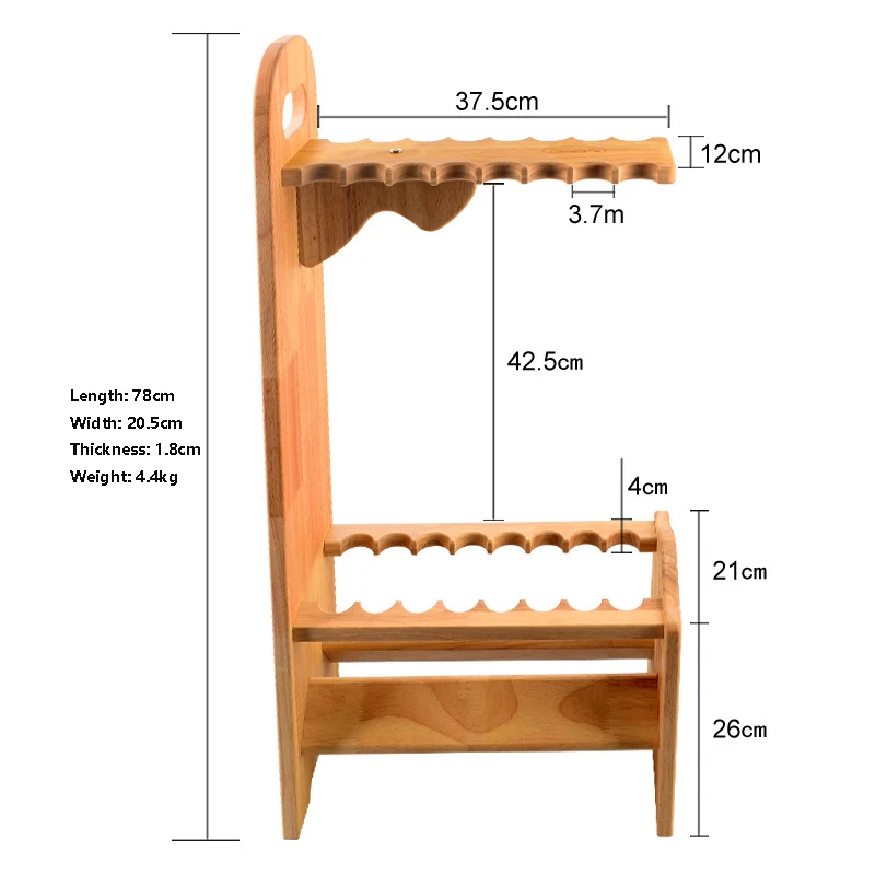 Soporte Vertical para caña de pescar, estante de exhibición de madera maciza, organizador de herramientas de almacenamiento, 16 agujeros - imagen 2