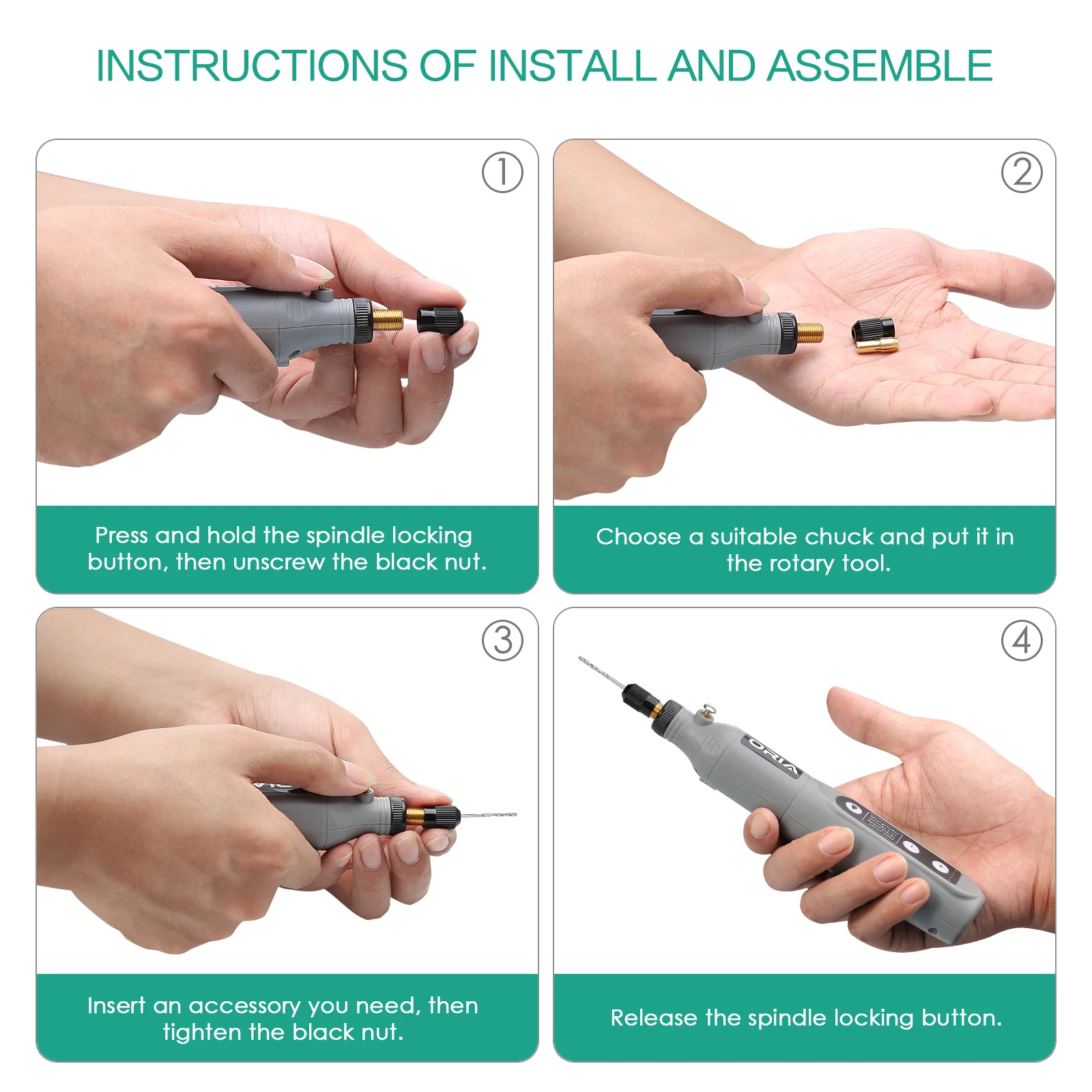 Taladro inalámbrico ORIA 5V – Kit herramienta rotativa portátil - imagen 3