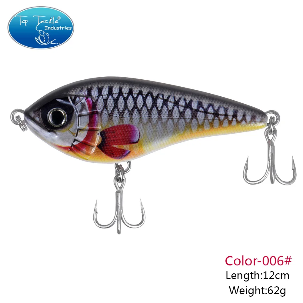 Señuelo de pesca jerk de hundimiento lento, 120mm, 62g, un rtif CF, cebos duros, anzuelos estañados para lubina, Musky, Pike, wobbler - imagen 4