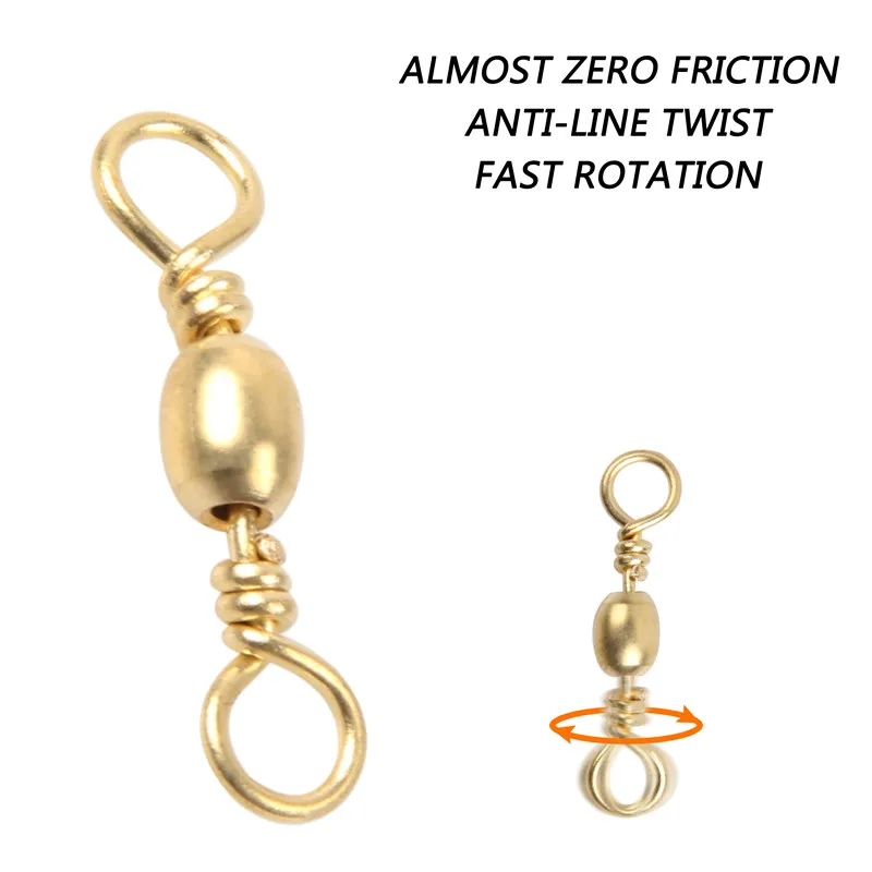 Barril rodante giratorio de pesca, accesorios de anzuelo de Pesca de Mar, Conector de anzuelo, aparejos terminales, Oro 1 # ~ 10 #, 200 unids/caja - imagen 5