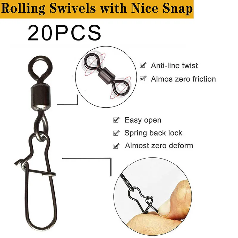 Experimente la pesca suave con estos 20pcs giros giratorios rodantes