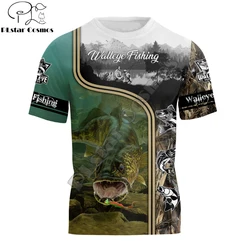 Camiseta pesca Walleye 3D impresa manga corta para hombre