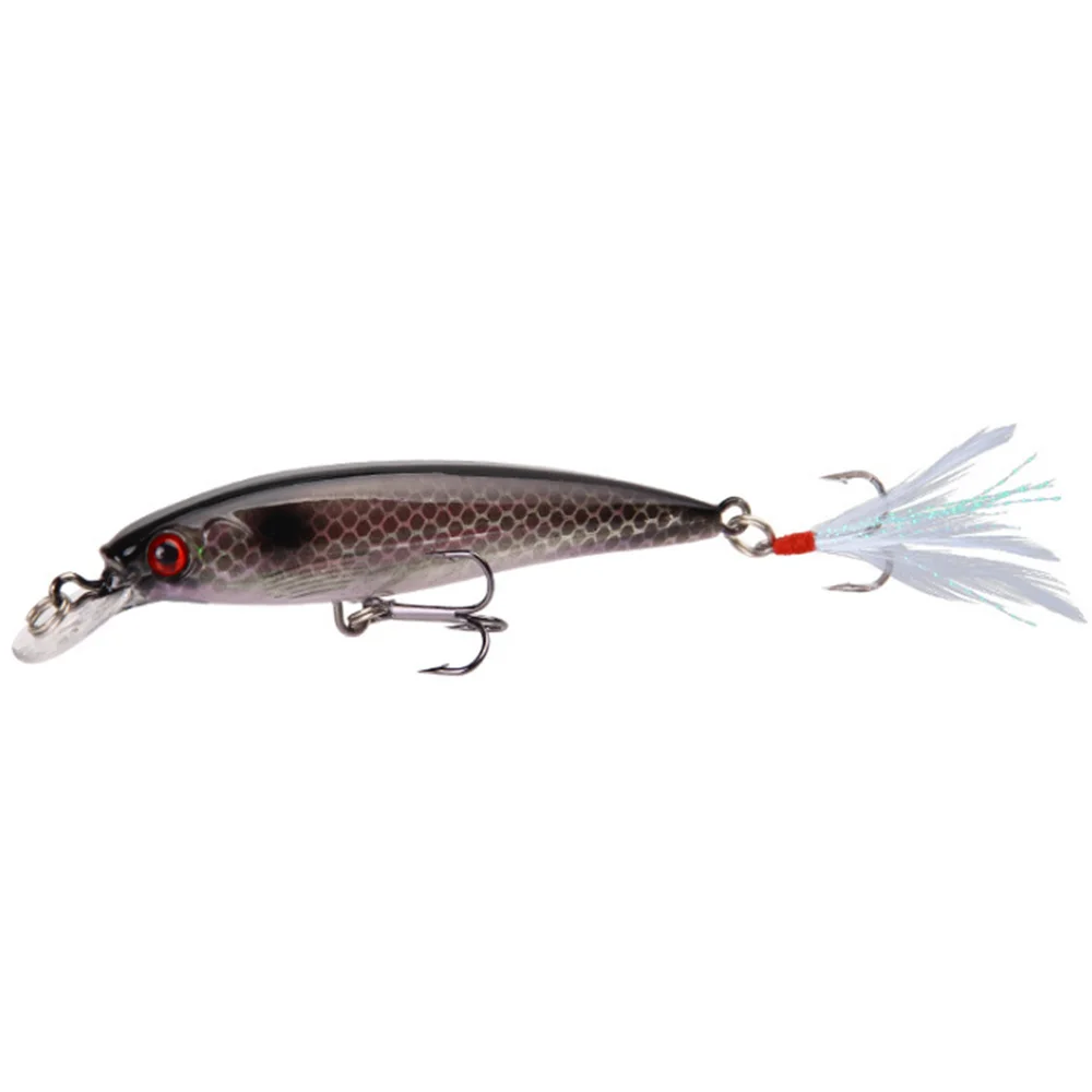 Señuelo de pesca de pececillos, anzuelos de pluma de 9cm y 7g, aparejos de pesca duros artificiales, 10 colores disponibles, 1 unidad