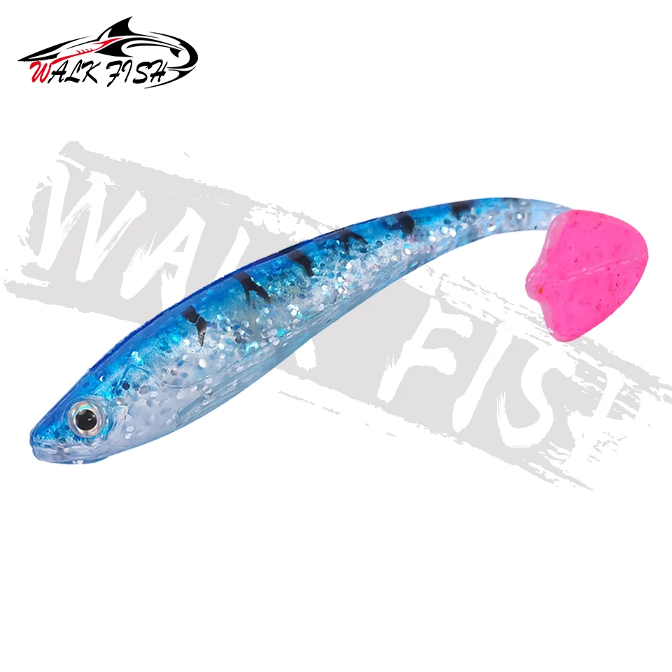WALK FISH-Señuelos de Pesca blandos, cebo de pesca Jigging de silicona para lubina, agua dulce y salada, 9,5 cm, 4,7g, 4 unidades por lote - imagen 2