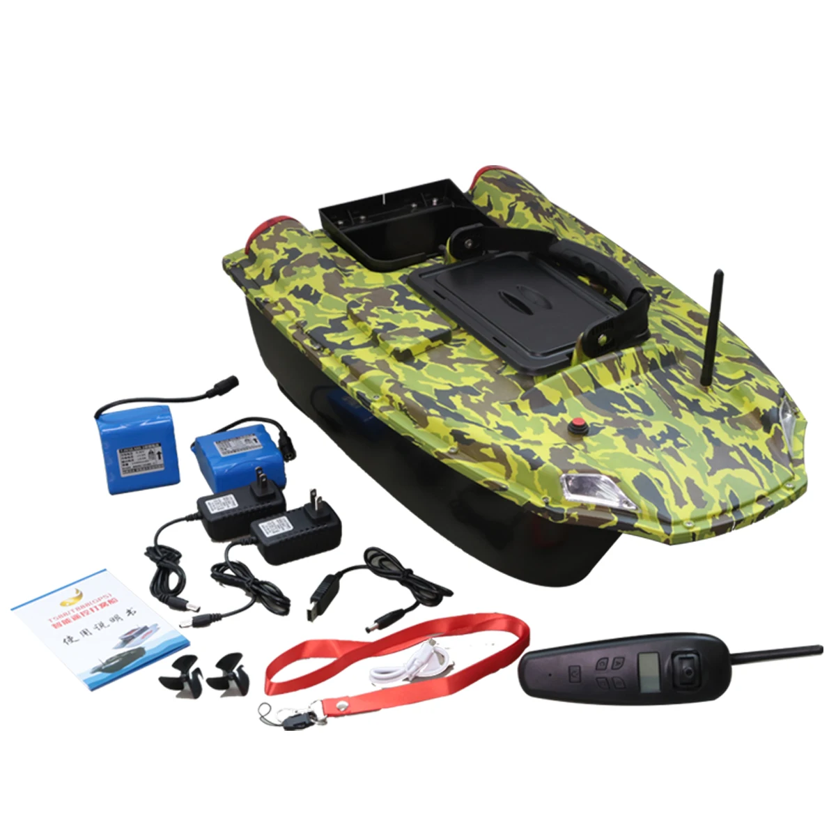 Barco de cebo de pesca inalámbrico con GPS, 500M, Sensor de Sonar LCD, buscador de peces, barco de juguete con Control remoto, 2 baterías de 10400mAh - imagen 2