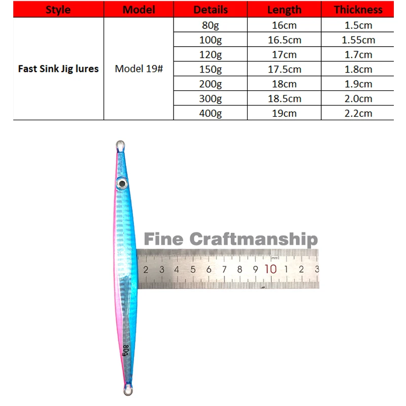 TEASER J19 80g 100g 120g 150g 200g 300g 400g Jigbait de pesca de hundimiento lento Metal Artificial agua salada pesca en mar Señuelos de Jigging - imagen 3