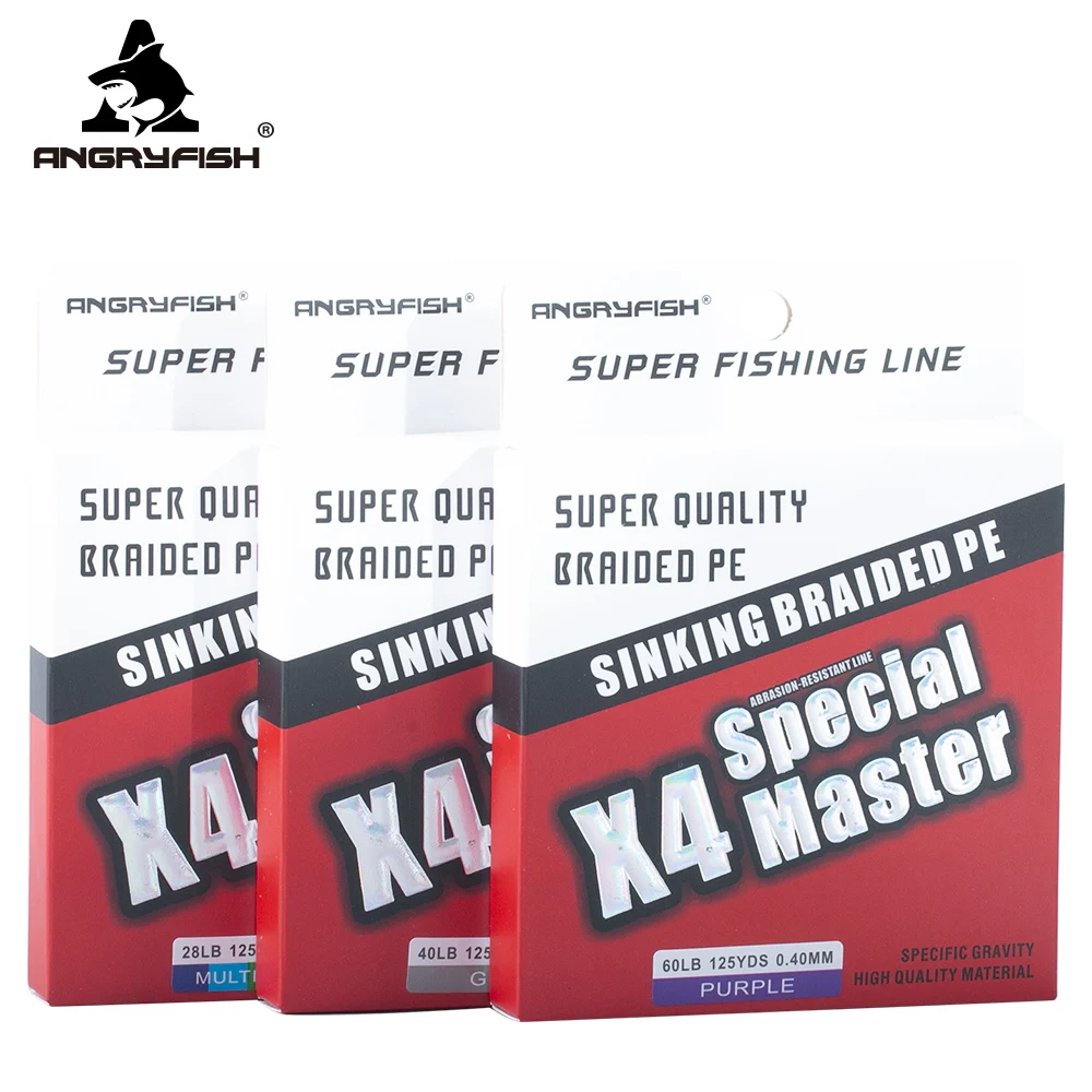 Angryfish-alambre trenzado Súper suave, línea de hundimiento de 4x114M, Material PE, multifilamento, línea de pesca de carpa - imagen 2