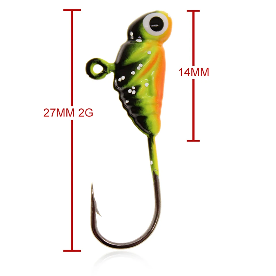 Señuelo de pesca en hielo, anzuelo de Metal duro, cabeza de plomo, hundimiento, Mini señuelo de pesca en hielo, aparejos de pesca Jigging, 6 piezas, 27MM/2G - imagen 4