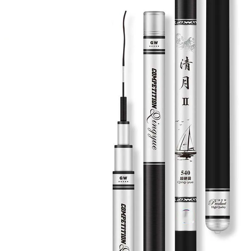 Caña De pescar De fibra De carbono, caña De pescar telescópica, superdura, 3,6 m-7,2 m - imagen 3