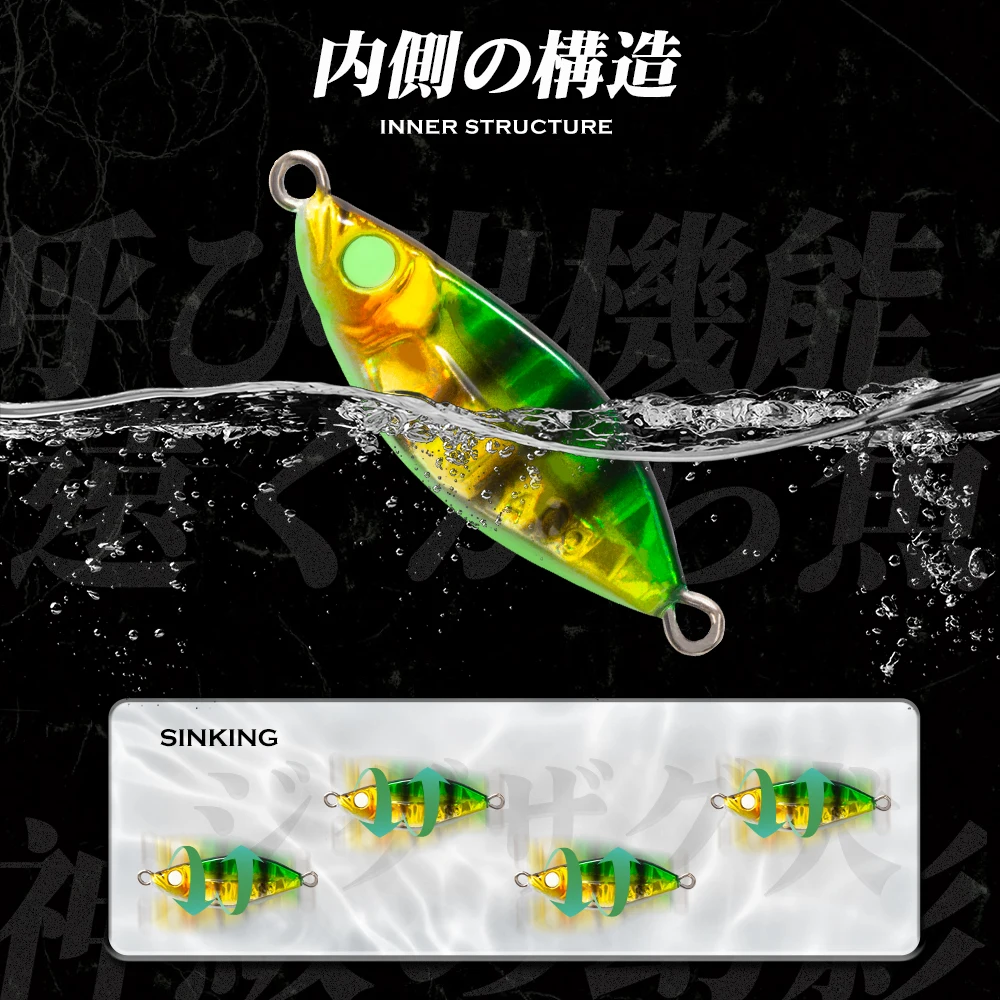 Hunthouse LIZINC-señuelo de pesca con plantilla de Metal, 3,5/5/7/10/14g, Micro señuelos tipo anzuelo que se hunden, cebo de Jigging para pesca de lubina, Pike, ojos UV - imagen 4
