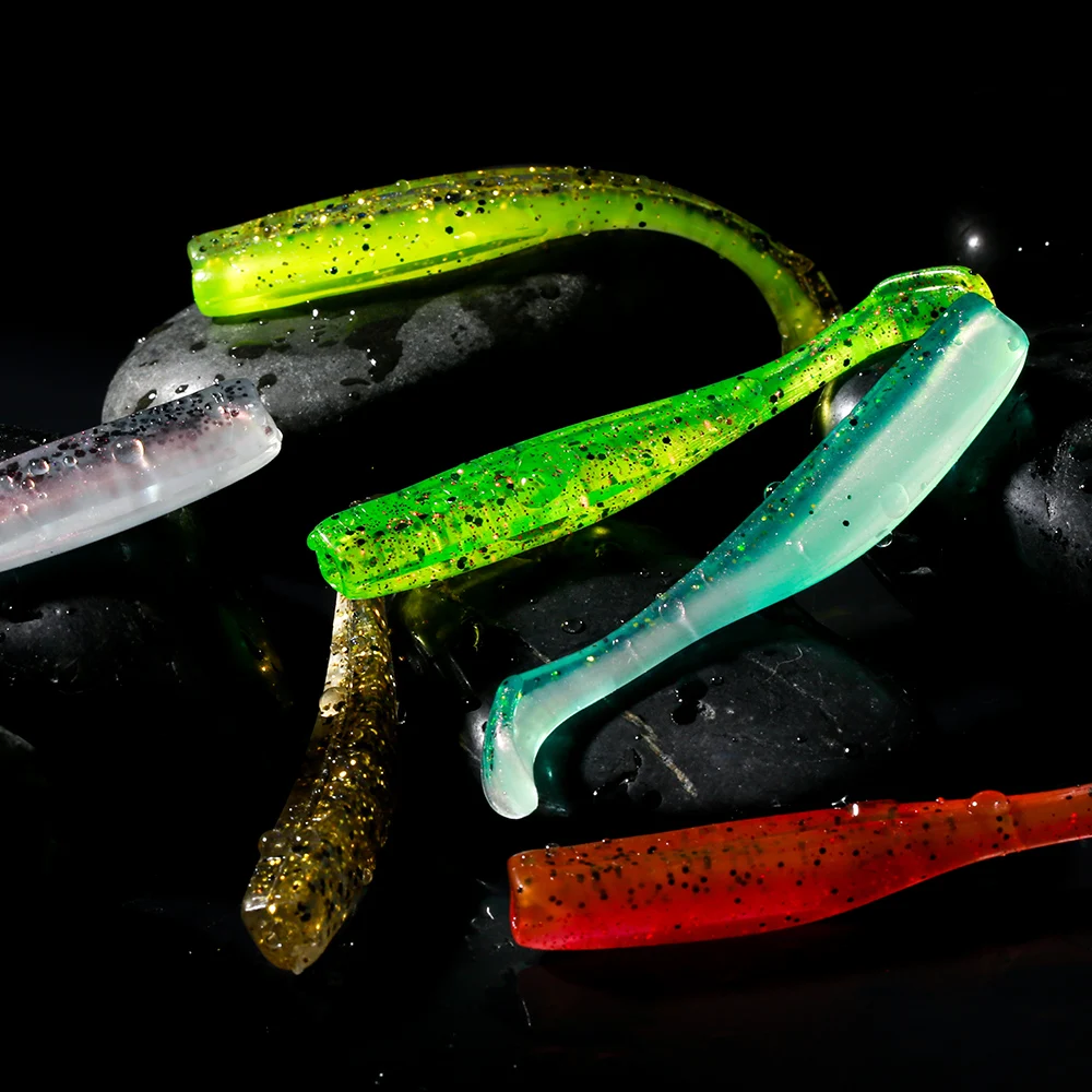 JOHNCOO-Cebo blando TPR Swimbait de cola de paleta, 70mm, 2,3g, señuelo Jigging, cebos artificiales Wobblers, señuelo de pesca de lubina, 6 uds. - imagen 5