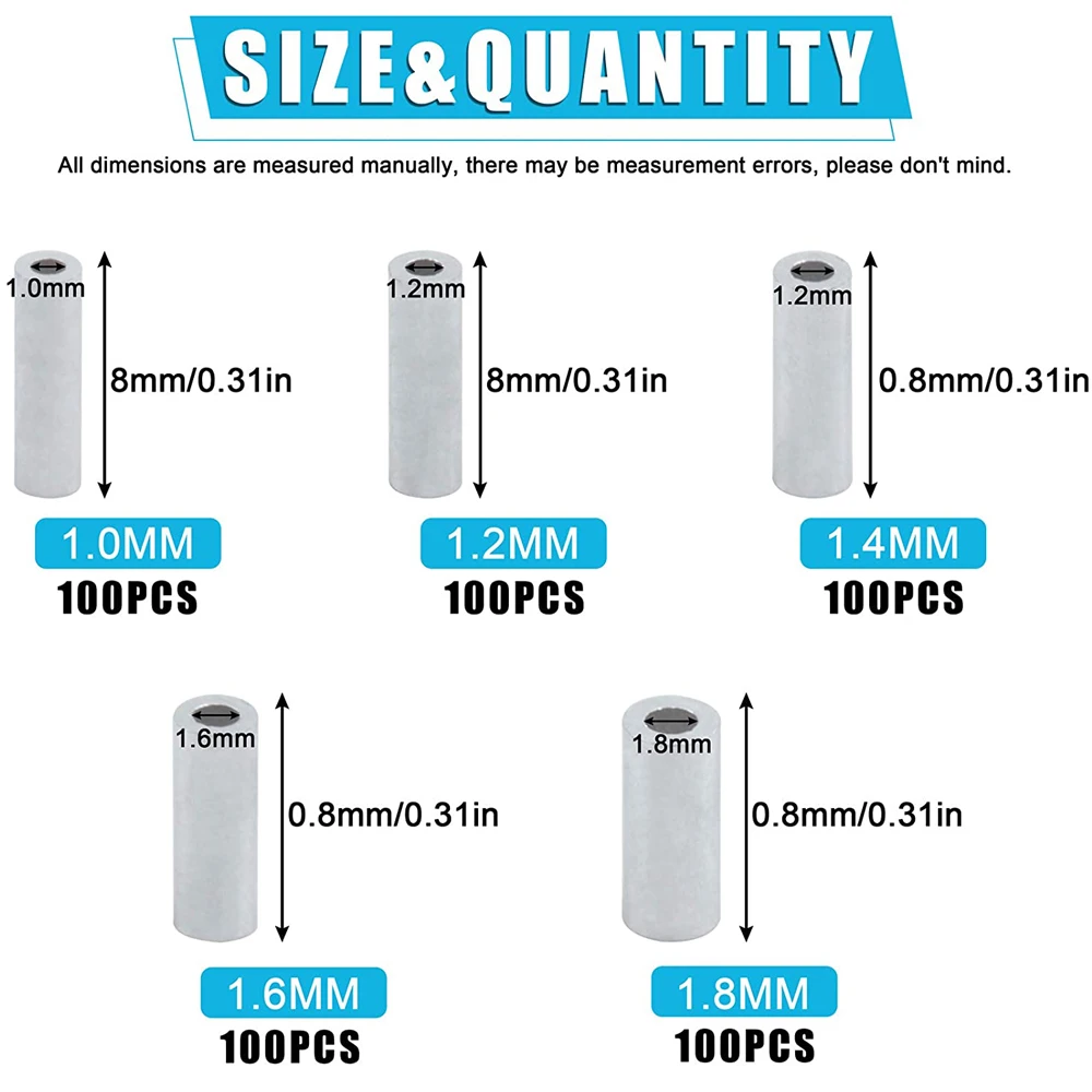 500 unids/caja de engarce de pesca, accesorios de conector de tubo de pesca de aluminio redondo blanco, accesorios de tubo de engarce de alambre - imagen 2