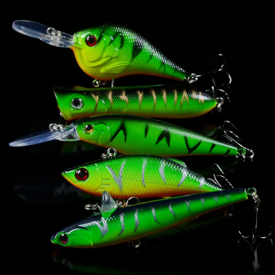 Señuelos de pesca mezclados, 5 estilos diferentes, modelo de pececillo, Wobblers de carpa de alta calidad, aparejos de pesca, cebo duro Artificial, nuevo, 5 unids/set