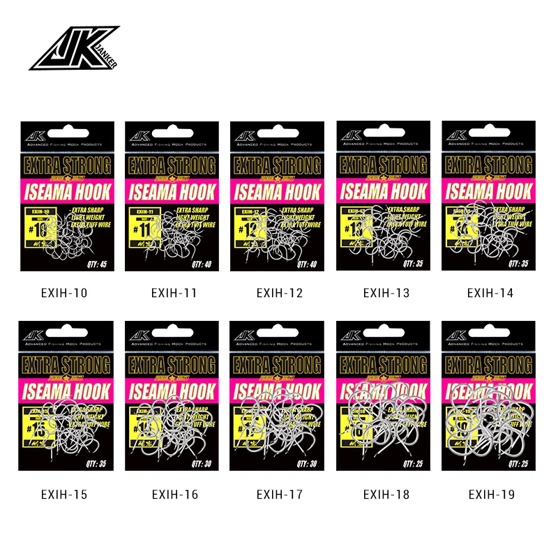 JK # 10~ # 19 anzuelos de pesca ligeros, anzuelo plano plateado Iseama, anzuelos de acero rico en carbono, anzuelo de pesca de mar chinu con púas japonesas - imagen 5