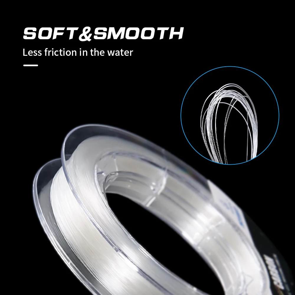 SOLOKING-Hilo de pesca de fluorocarbono 100% puro, monofilamento de 50m, 100m, 3-35lb, hilo líder de pesca fuerte para agua dulce y salada - imagen 4