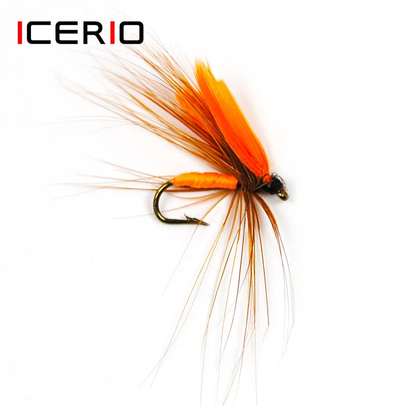 ICERIO-señuelos de pesca con mosca de trucha, Lumo de ala naranja, cuerpo naranja, moscas húmedas, #12, 6 piezas, 10 piezas, 20 piezas