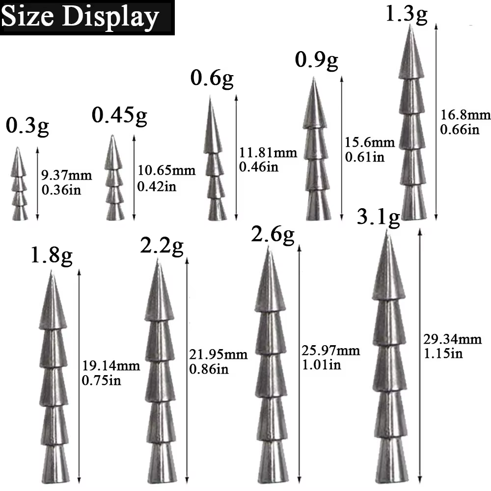 Plomos de pesca de tungsteno, accesorios de pesca de gusano blando, 0,3g-3,1g - imagen 2
