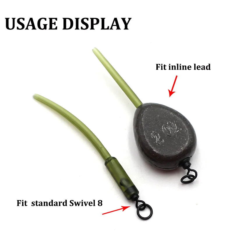 Aparejos de pesca con alimentador de método, funda de inserción de plomo en línea suave, mangas antienredos, aparejos de pesca de carpa gruesa, 10 Uds. - imagen 5