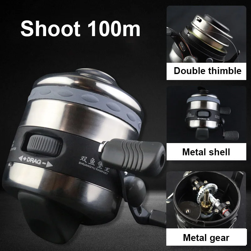 Carrete Spincast de pesca grande BL40, tirachinas de acero inoxidable para exteriores, tiro de peces con 5 #   Pulsera de nailon línea 40M - imagen 2