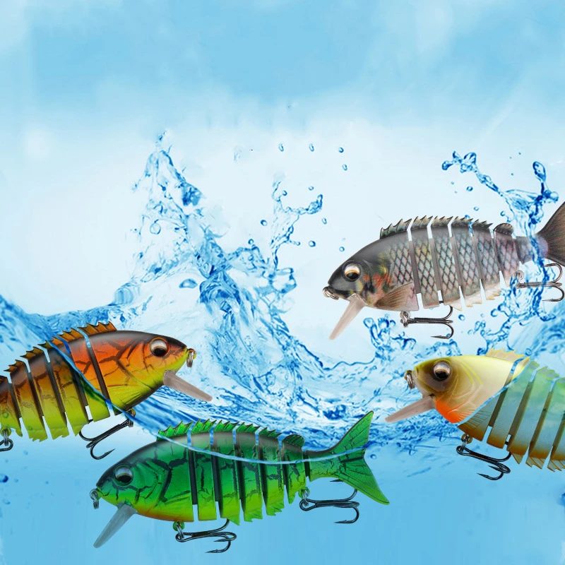 Wobbler-señuelos artificiales para pesca, aparejos de pesca de 7 segmentos, Swimbait Crankbait duro lento, 10cm, 22,2g, Isca