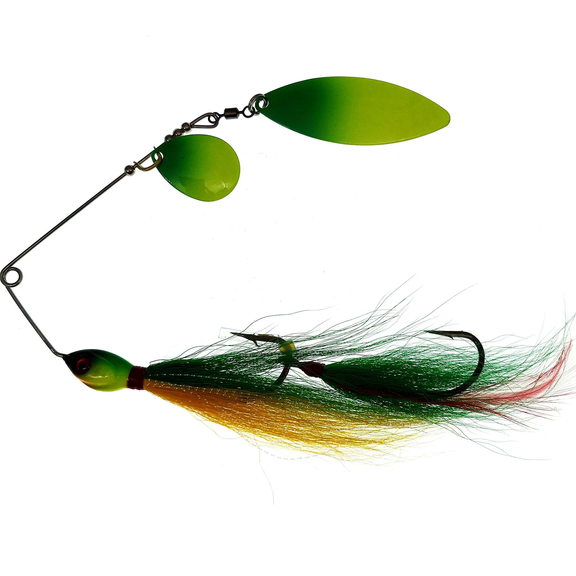 MUKUN-SEÑUELOS giratorios de pesca, cebos giratorios de doble hoja de Sauce de 39g para lubina, Lucio, Tigre, Muskie, señuelo de plantilla de Metal - imagen 5