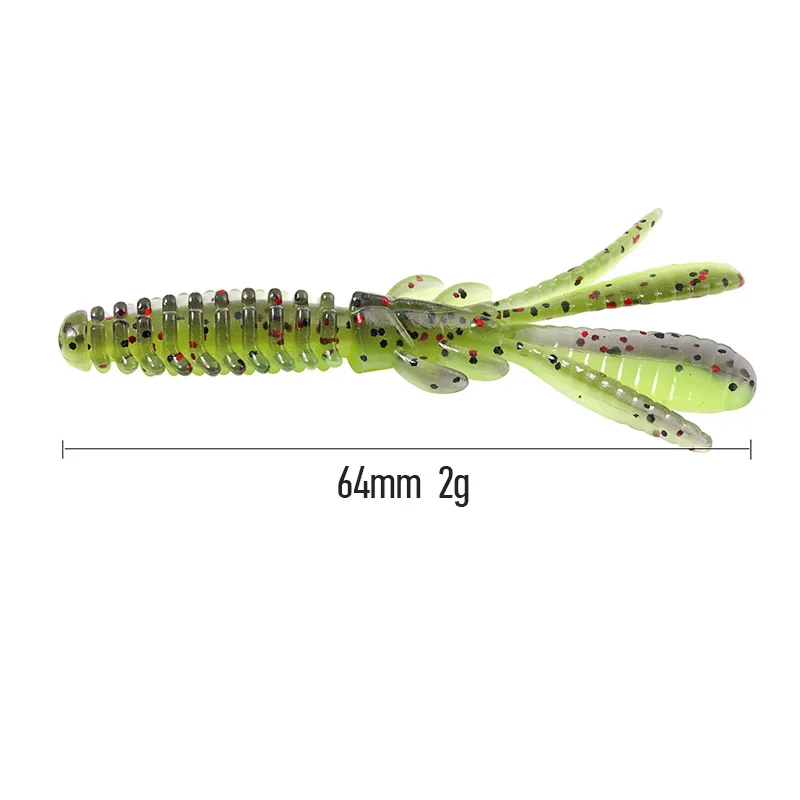 Ardea-SEÑUELOS blandos invertidos TX, Juego de pesca de silicona, 10 piezas, 64mm, 2g, gusano de Camarón, Swimbait, trucha, aparejos de pesca - imagen 4