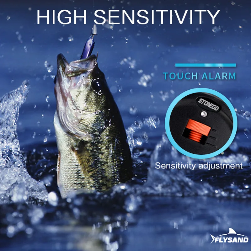 FLYSAND Alarma de mordedura de pesca Alarma electrónica de pescado Sensor de mordedura Indicador Alarma Mordedura de pesca Alerta de sonido Indicador sensible - imagen 5