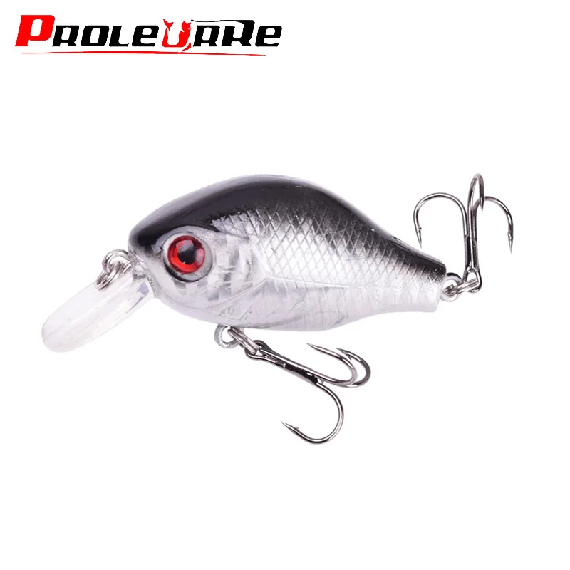 Señuelos de Pesca de manivela, 55mm, 8,2g, ojos 3D, cebo duro, anzuelos triples, Crankbait flotante, Wobblers artificiales, aparejos de pesca, 1 ud.