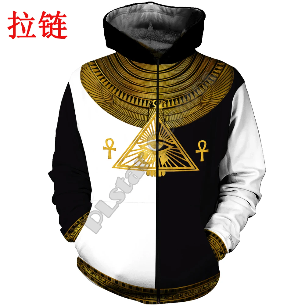 Horus Dios egipcio blanco y negro 3D impreso hombres Sudadera con capucha Harajuku moda Sudadera con capucha chaqueta de calle otoño sudaderas con capucha Unisex - imagen 3