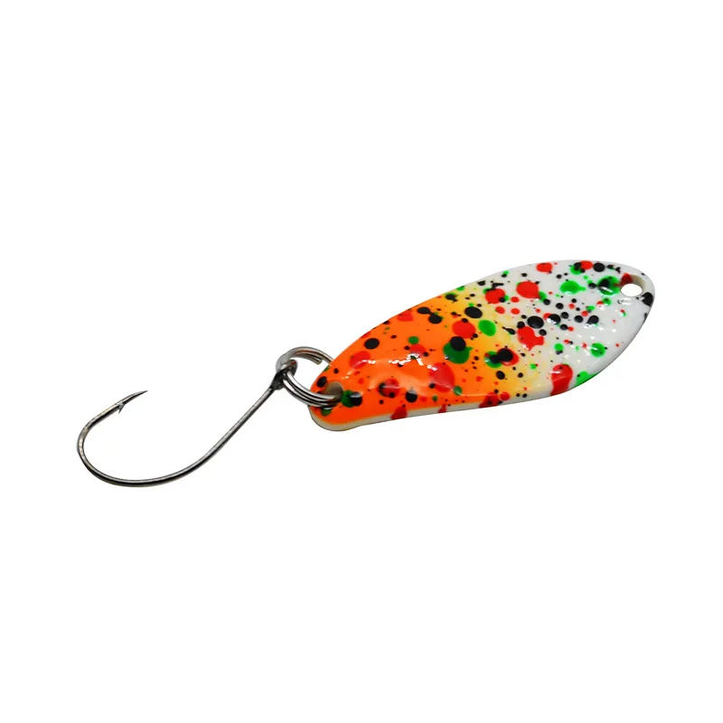 Señuelo de pesca con cuchara, gancho de púas individuales, cebo duro, cucharas de colores, señuelos artificiales, plantilla de Metal, lote de 2 piezas - imagen 5