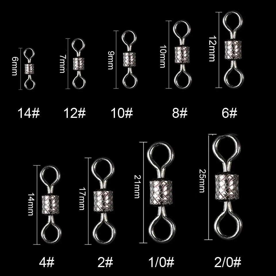 WALK FISH 50 unids/lote pesca giratoria rodamiento de bolas giratorio con seguridad Snap anillos sólidos giratorio para accesorios de pesca de carpa - imagen 5