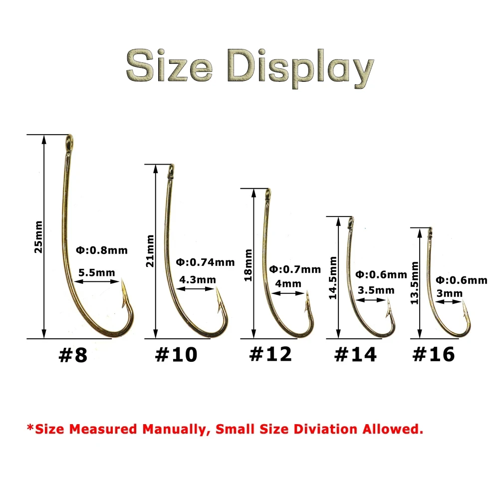 Wifreo-gancho de mosca de Ninfa curvada de vástago largo, gancho de mosca seca terrestre para moscas estimuladoras, gancho de Ninfa Stonefly, 50 piezas, 3XL - imagen 4
