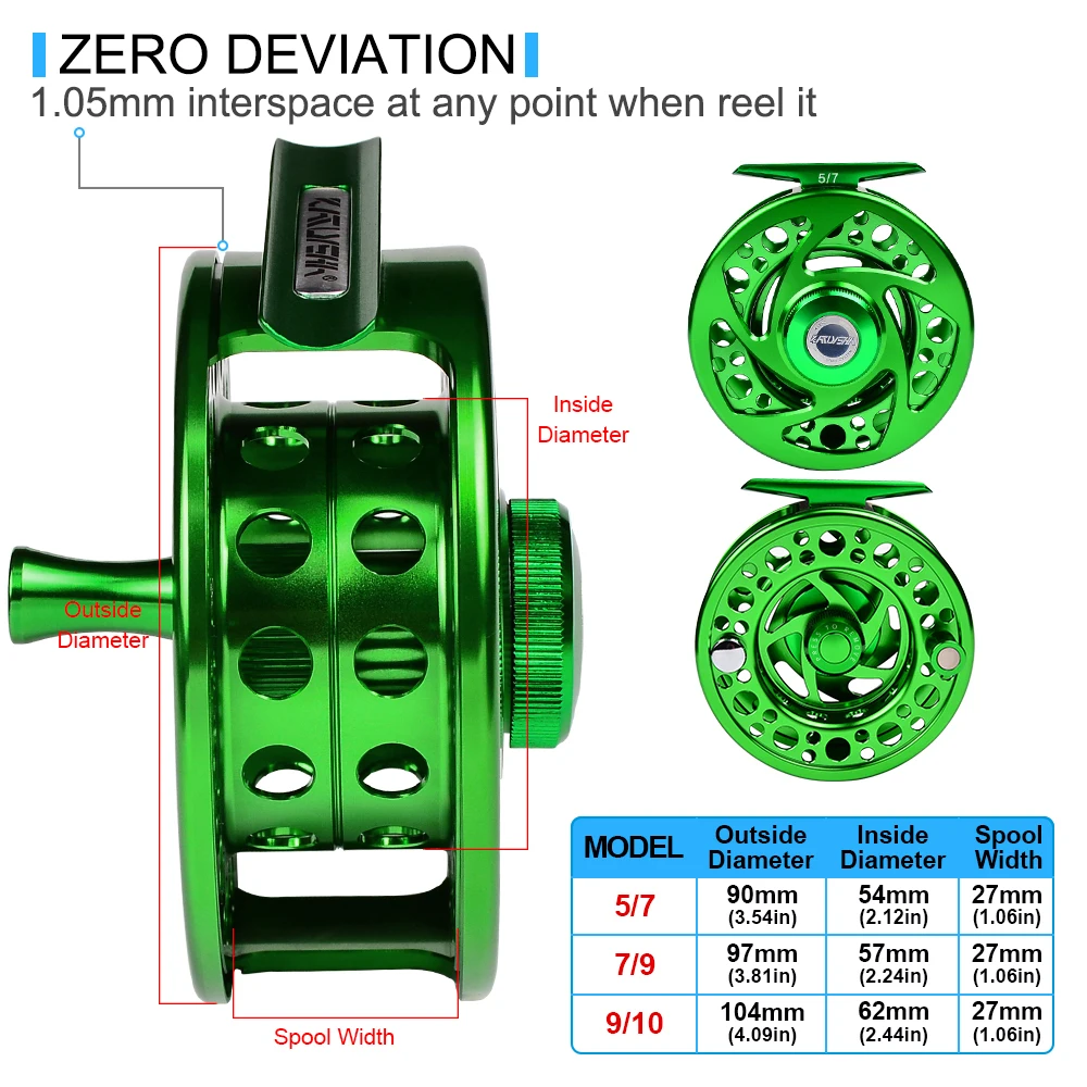 PROBEROS-Rueda de pesca con mosca, carrete de pesca con mosca de aluminio de 5/7-7/9-9/10 WT, máquina CNC de corte, eje grande, carrete de pesca con mosca de fundición a presión - imagen 3