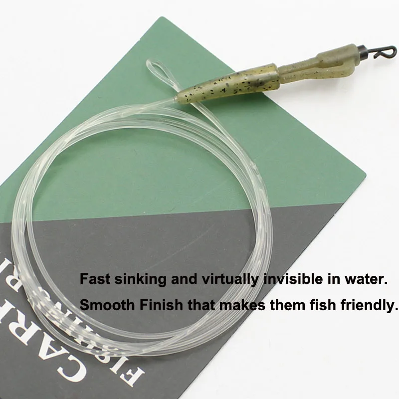 Línea de pesca de carpa de fluorocarbono, 100CM, con aparejos de pesca, Clip QC Hybird, líder de bucle fundido, sin núcleo de plomo - imagen 3
