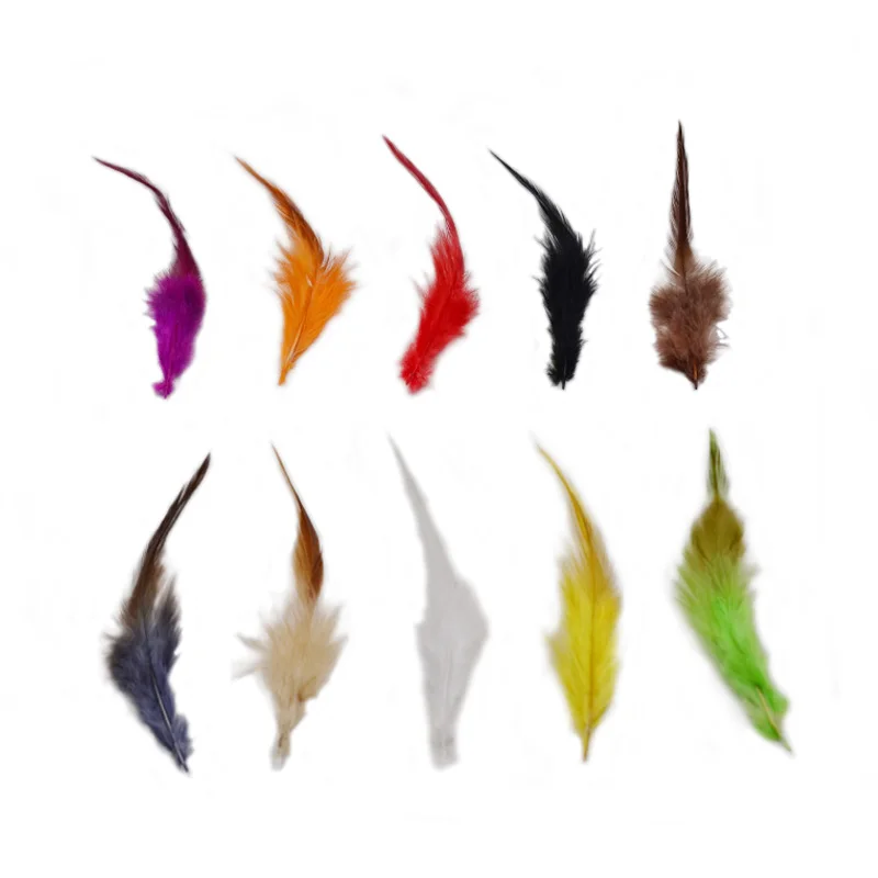 50 unids/pack atado de moscas silla de gallo plumas para piernas de insectos alas 10 colores opcionales plumas de gallo Schlappen moscas Streamer