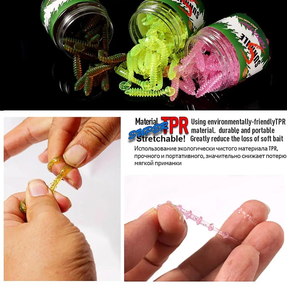 SUNMILE-cebo suave de pesca, cebos artificiales de gusano, 35mm/0,3g, 30 unids/lote, Wobblers de pesca en roca, Leurre Souple, señuelos de trucha - imagen 5