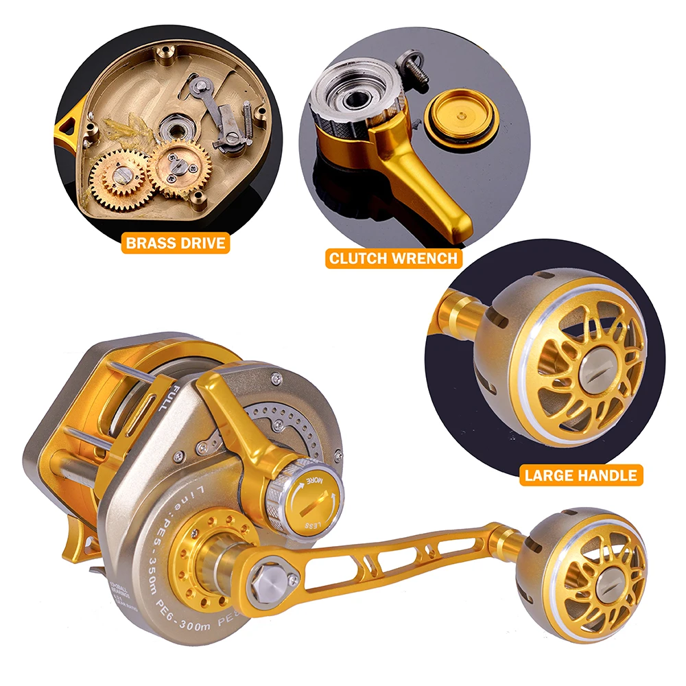 Carrete De equipo De Pesca 13 + 2BB 6,3: 1, carrete De Pesca Jigging, arrastre máximo De 30kg, lento, todos los carretes De Metal para Baitcasting - imagen 4