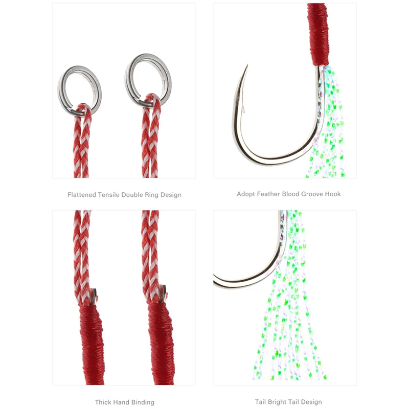 Mosodo-anzuelo de cabeza plomada para pesca, cebo de ayuda con púas, pluma, para mar - imagen 3