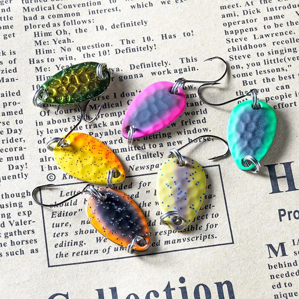 SUNMILE-señuelo de cuchara para Pesca de trucha, Señuelos de Metal de cobre de 2g, anzuelo único, cebo duro Artificial - imagen 5