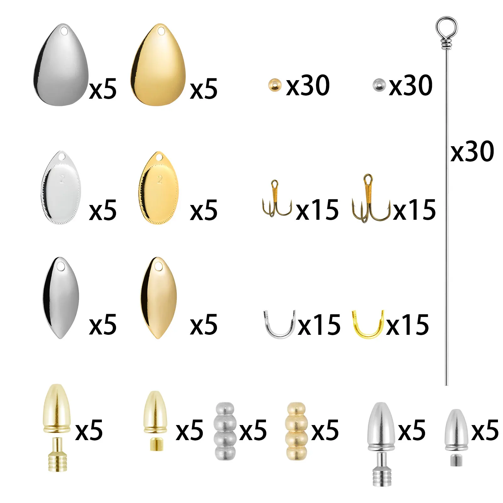 Kit de fabricación de Spinner de pesca en línea para trucha, aparejo de cebo, cuchara, Spinnerbait Blade Bass Crappies Salmon, 210 unids/caja - imagen 4
