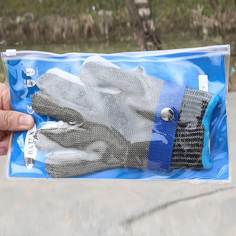 Guantes de alambre de acero inoxidable anticorte, guantes de seguridad para pesca al aire libre, malla metálica resistente a Cortes, protección para carnicero y carne - imagen 4
